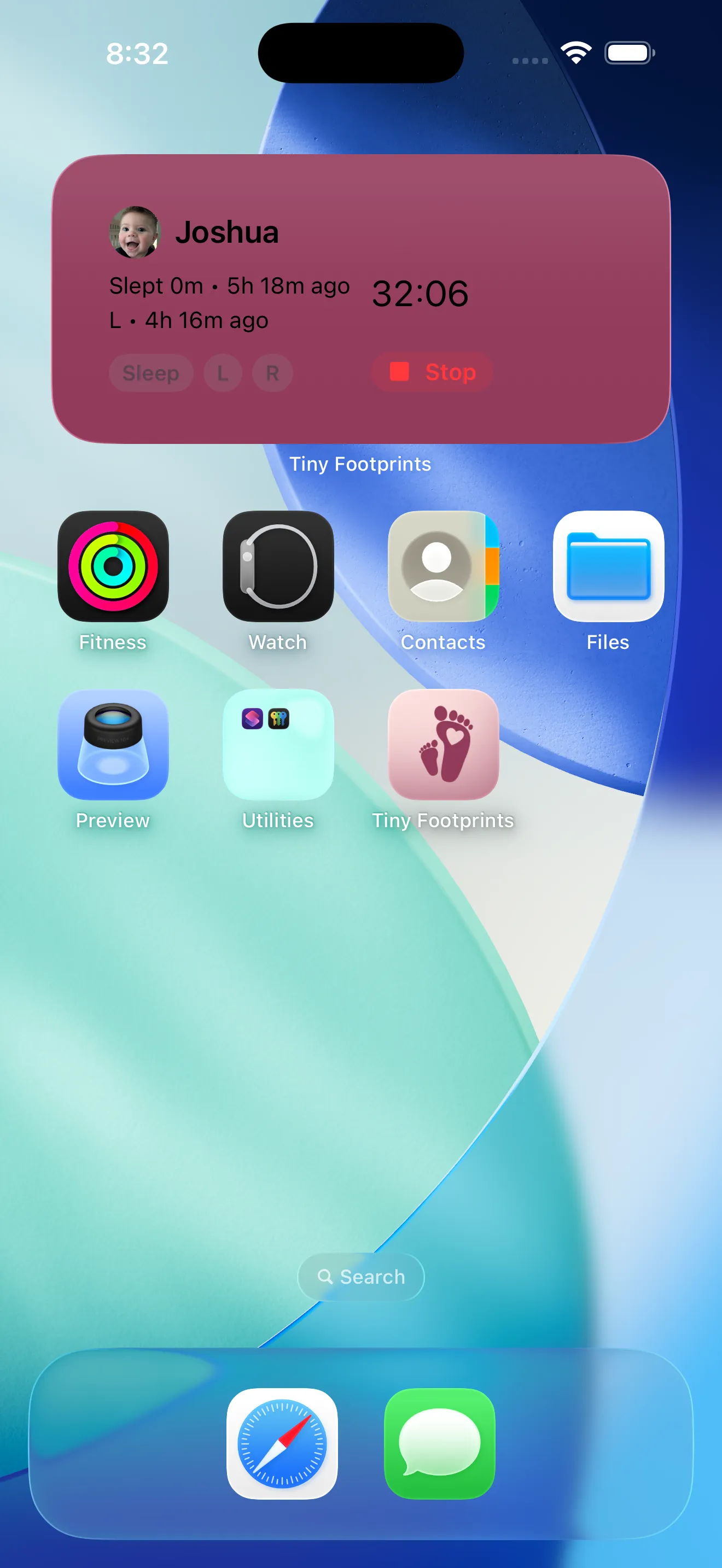 iOS home-screen widget with a live sleep timer
